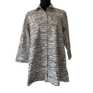 Max Mara Women's button down shirt black white zebra US Size 10 cotton